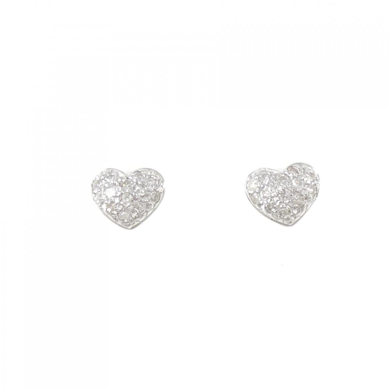 K14WG ハート パヴェ ダイヤモンド ピアス 0.20CT
