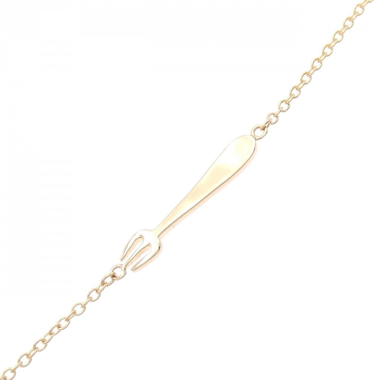 K18PG ケーキ×フォーク カラーストーン ネックレス