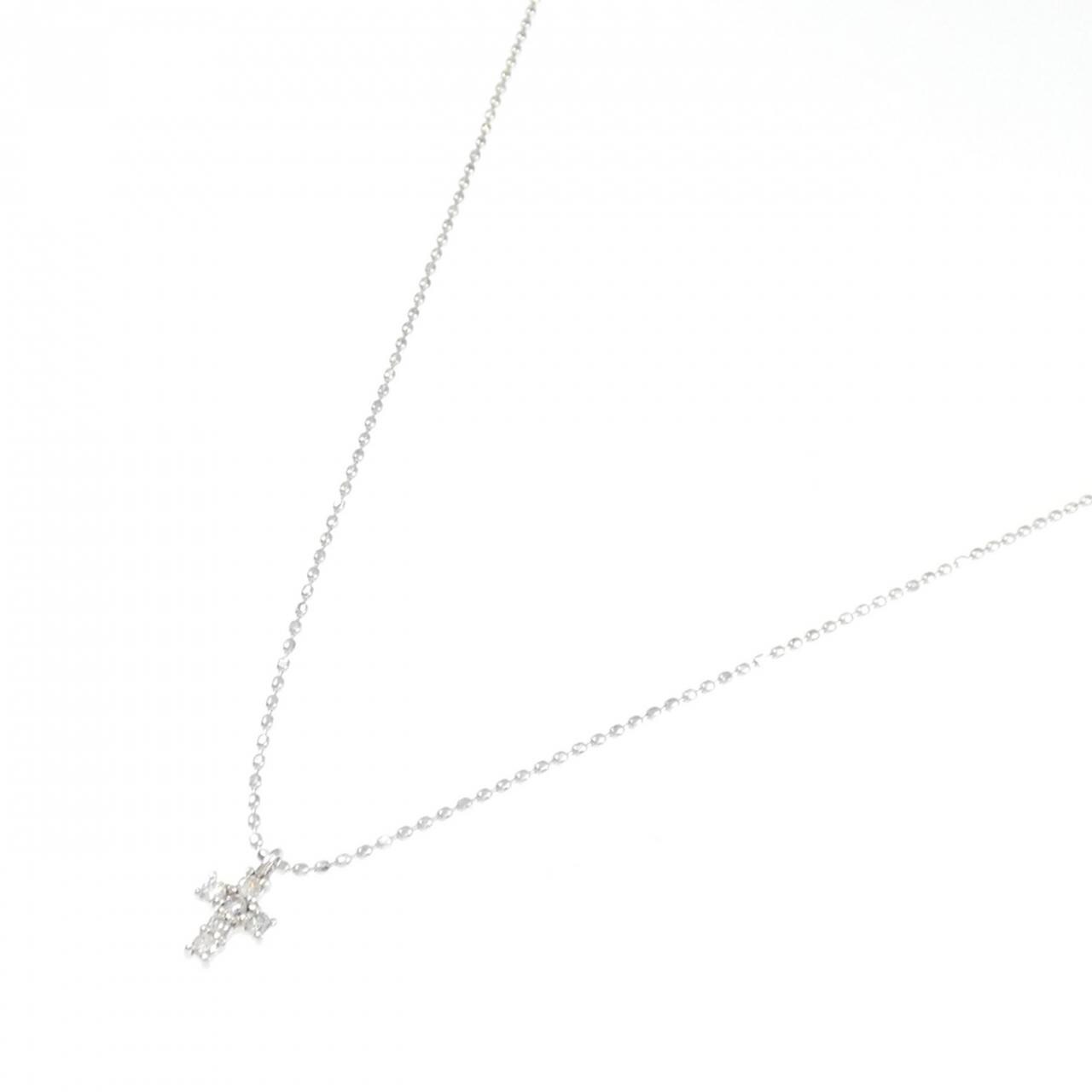 K18WG クロス ダイヤモンド ネックレス 0.06CT