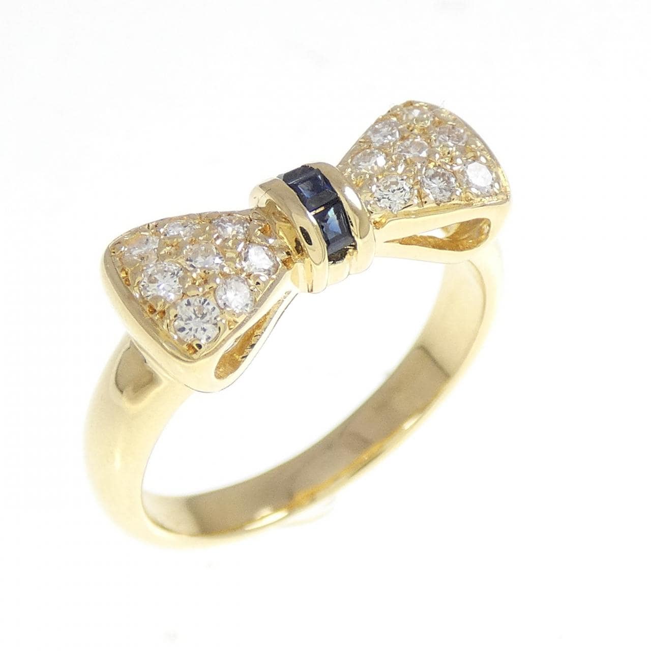 K18YG リボン サファイヤ リング