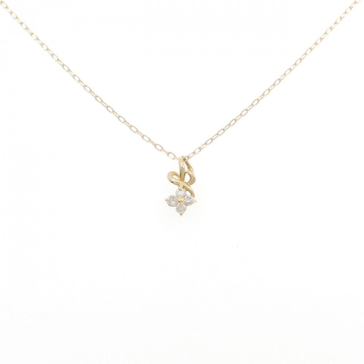 K18YG フラワー ダイヤモンド ネックレス 0.08CT