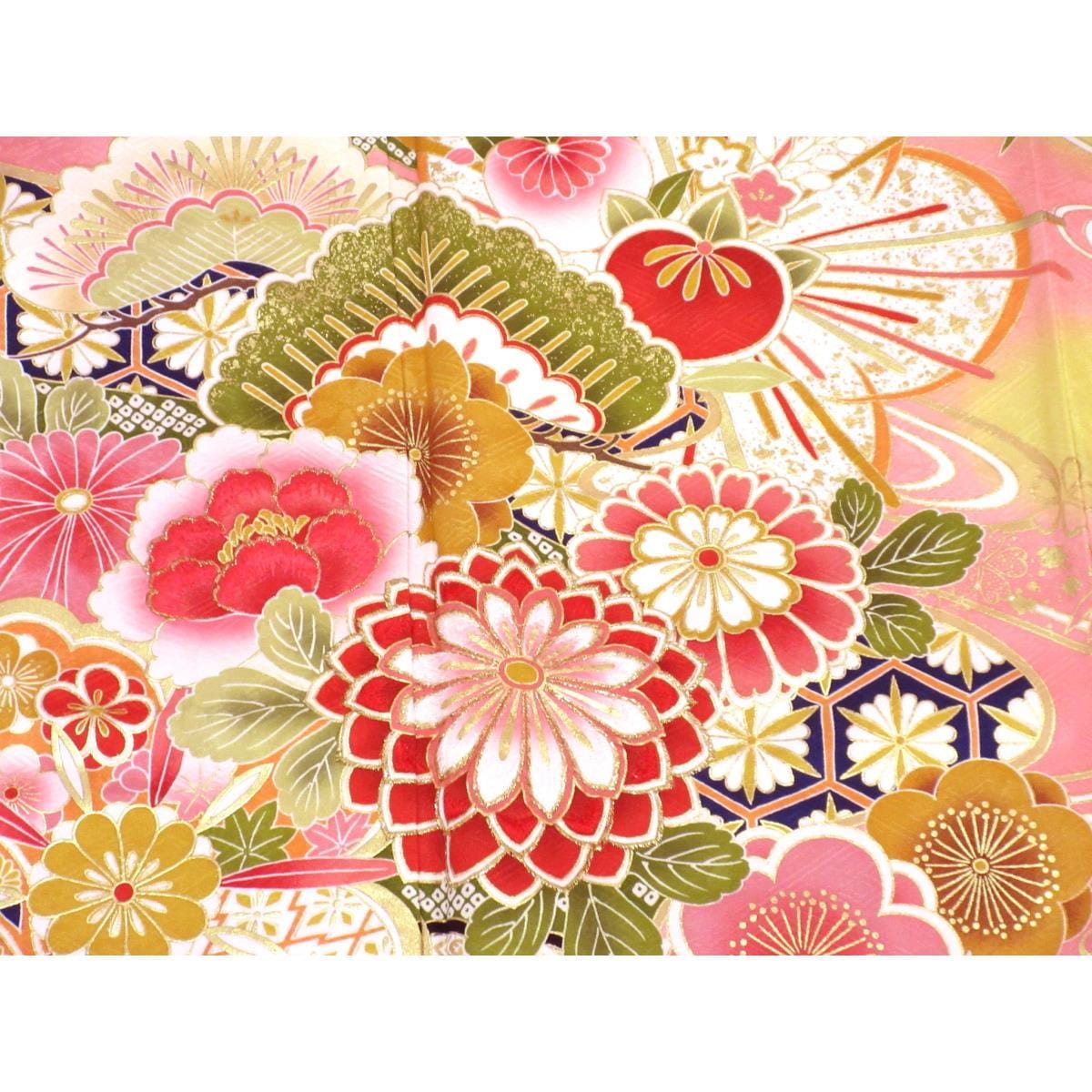 【未使用品】振袖　京友禅金彩加工　刺繍入りボカシ染