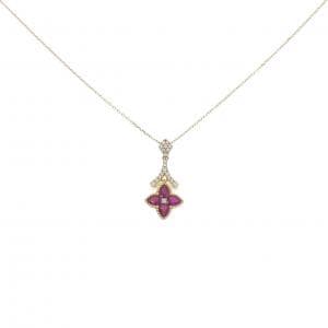 750YG/K18YG フラワー ルビー ネックレス 0.69CT