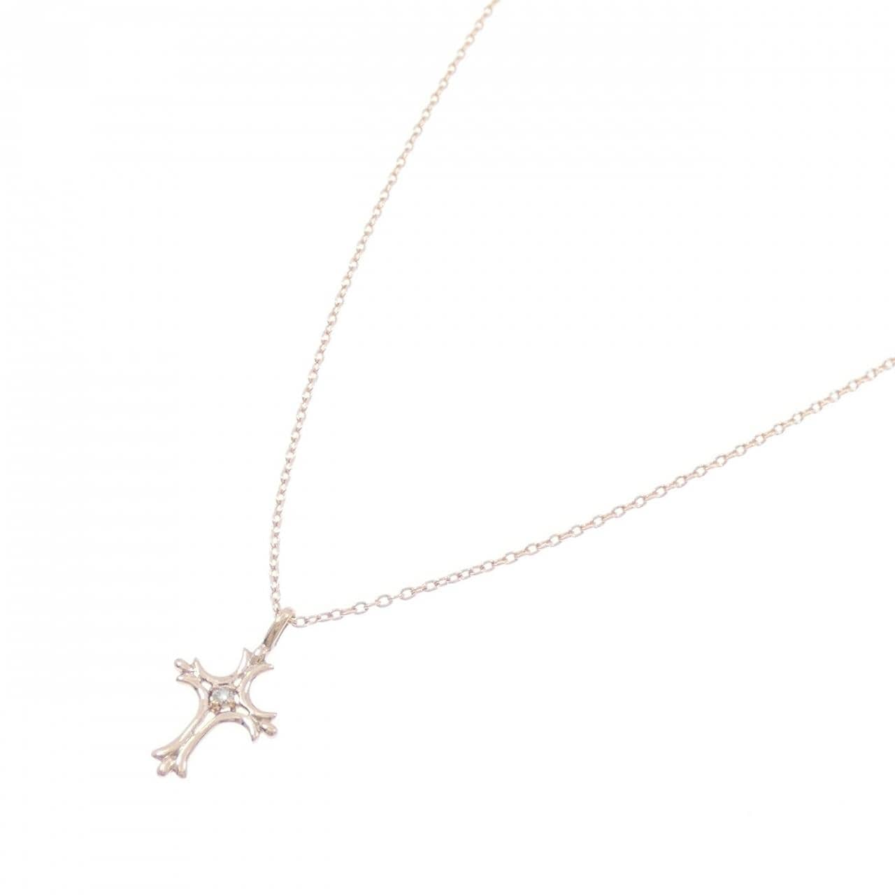 K10PG クロス ダイヤモンド ネックレス 0.01CT