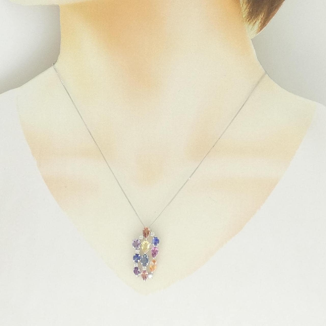 K18WG サファイヤ ネックレス 5.32CT