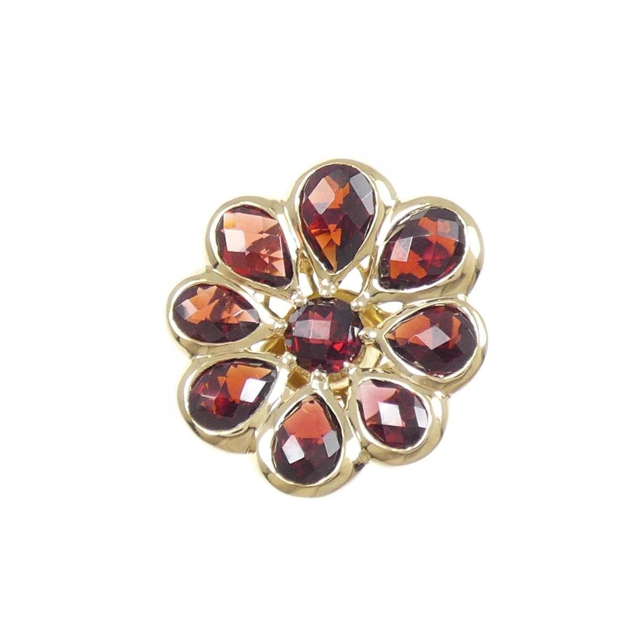 K18YG フラワー ガーネット リング 12.50CT