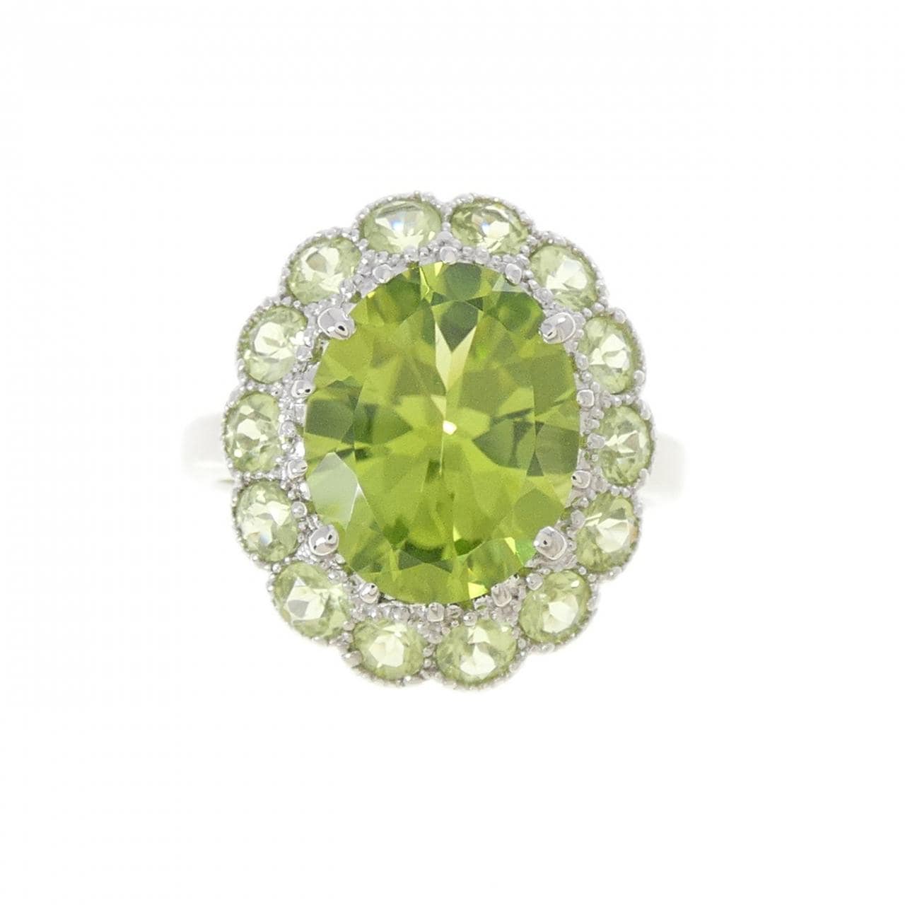 K14WG ペリドット リング 3.13CT