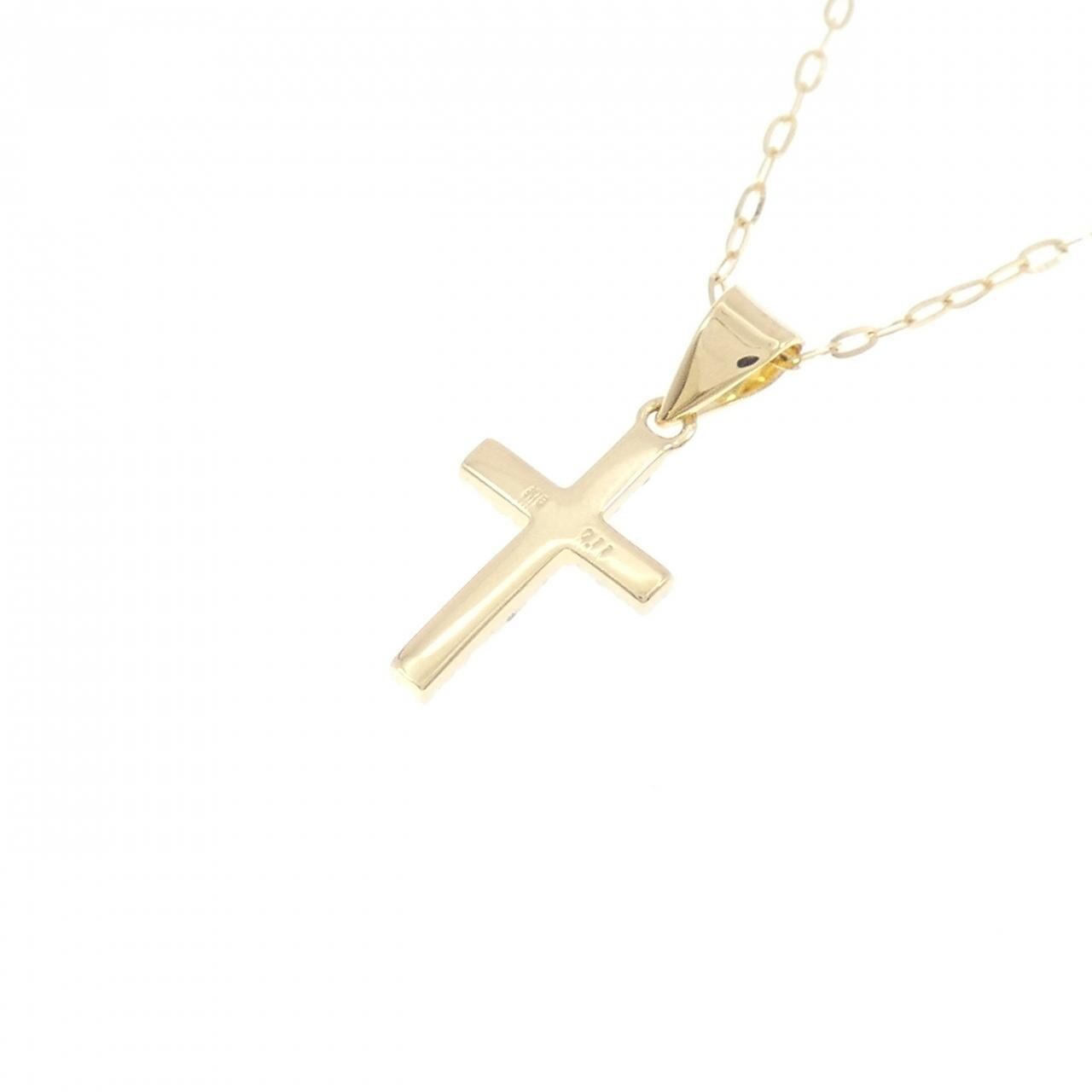 K18YG クロス ダイヤモンド ネックレス 0.11CT