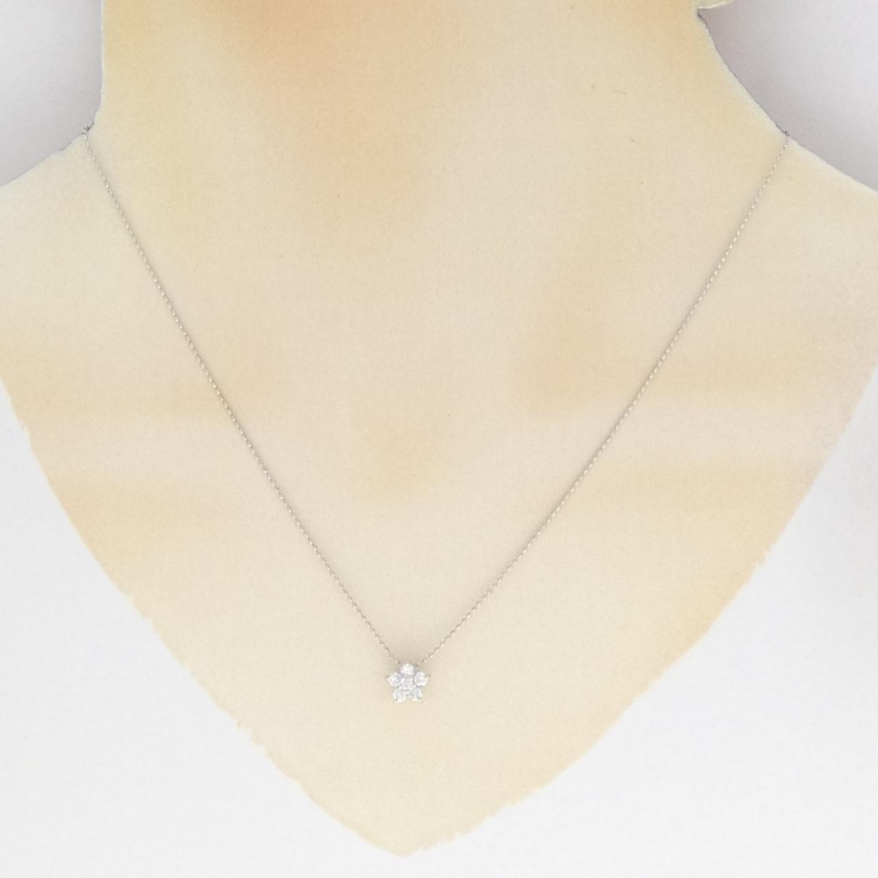 PT900/PT850 フラワー ダイヤモンド ネックレス 0.30CT