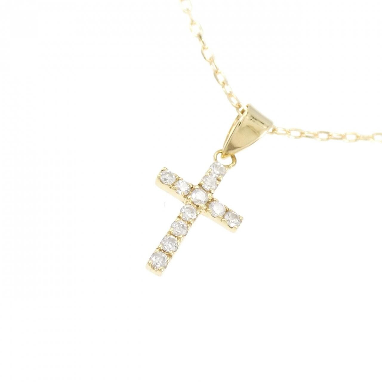 K18YG Cross Diamond Necklace 0.11CT