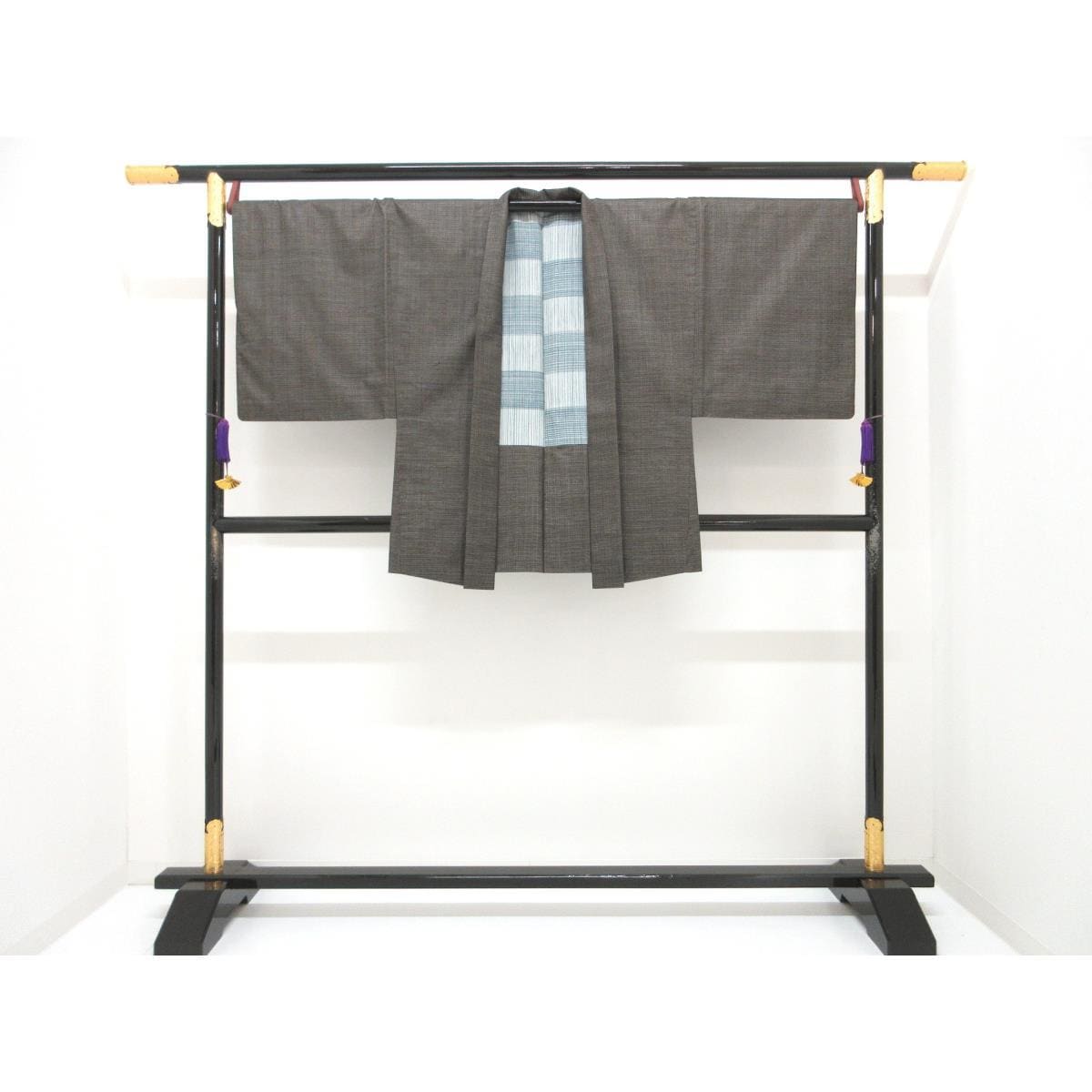Men's pongee kimono and haori 2-piece set