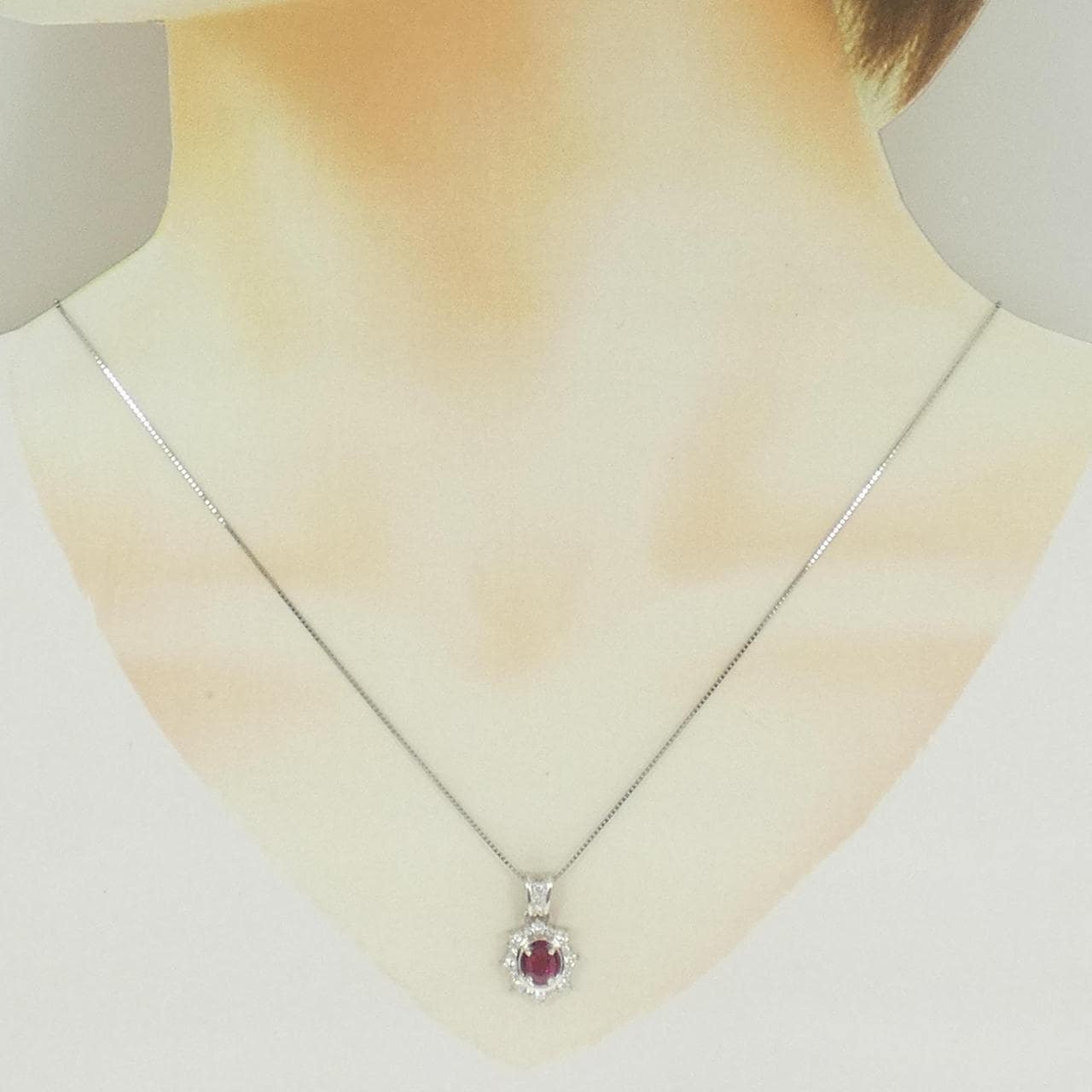 PT900/PT850 ルビー ネックレス 0.63CT