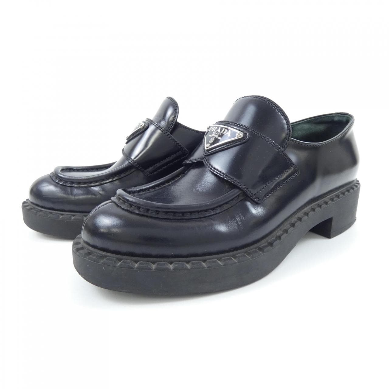 Prada Chocolate Loafers with Triangle Logo 1D246M Shoes