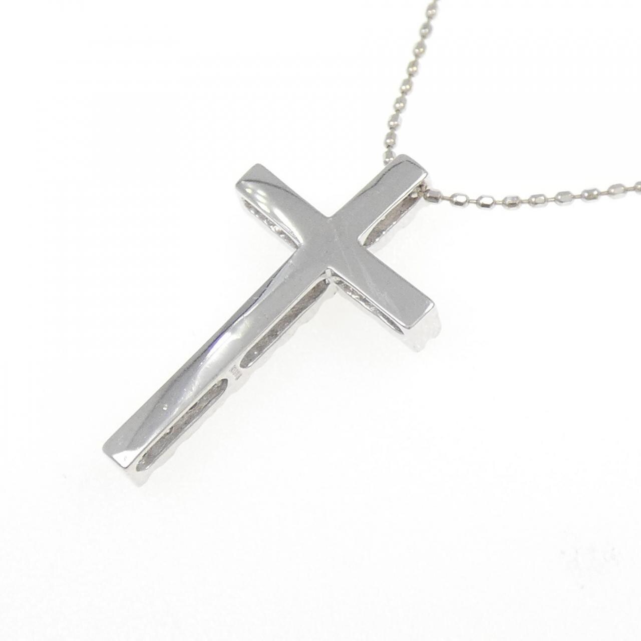 K18WG/750WG cross Diamond necklace 0.30CT