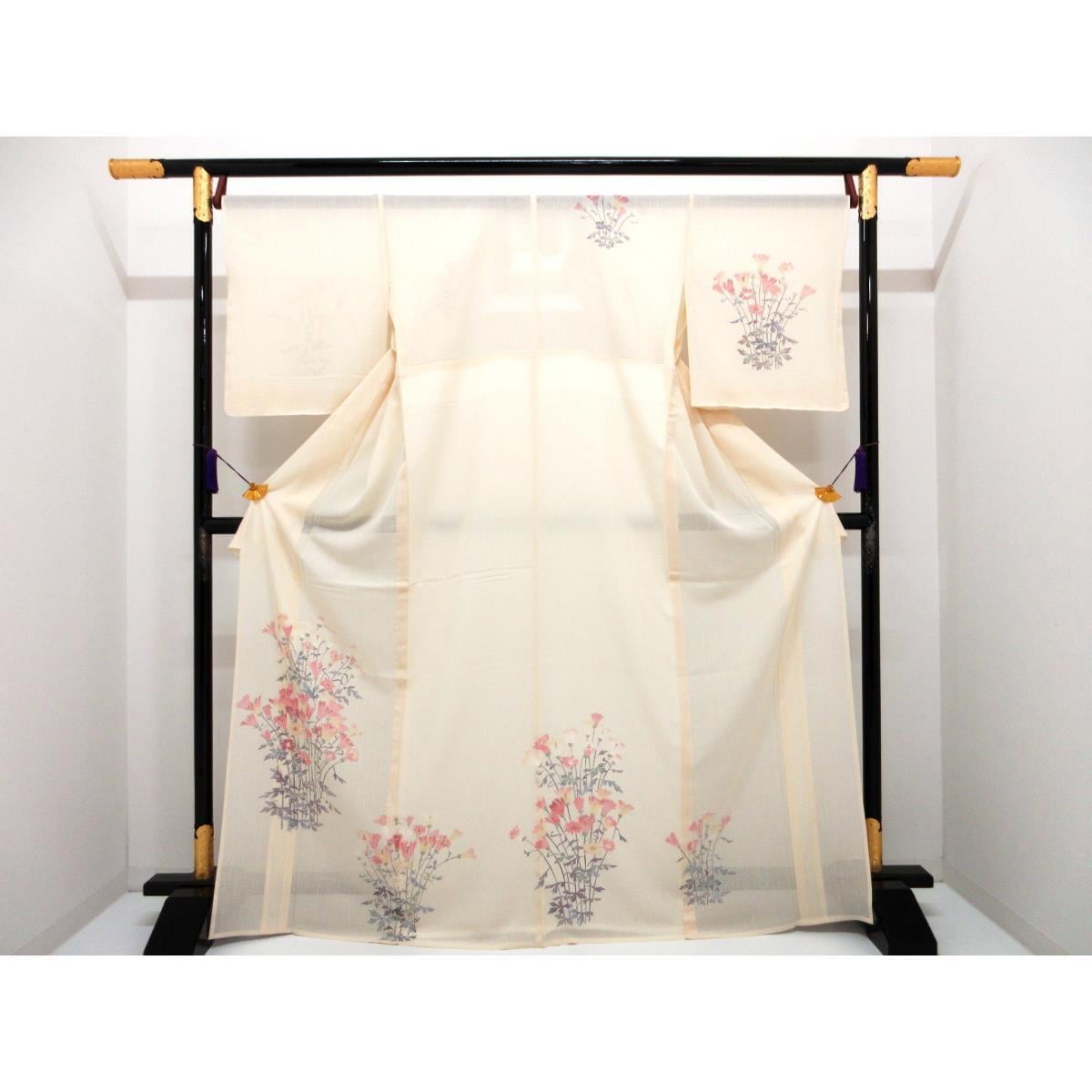 [未使用品] 单层真丝编织拜访和服，带有友禅处理