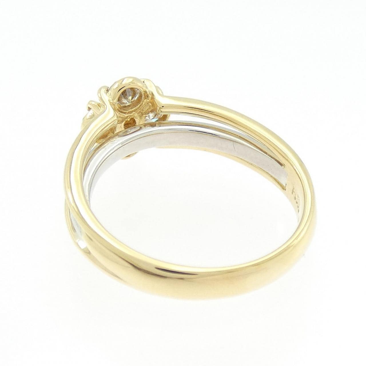 K18YG/PT900 フラワー ダイヤモンド リング 0.50CT