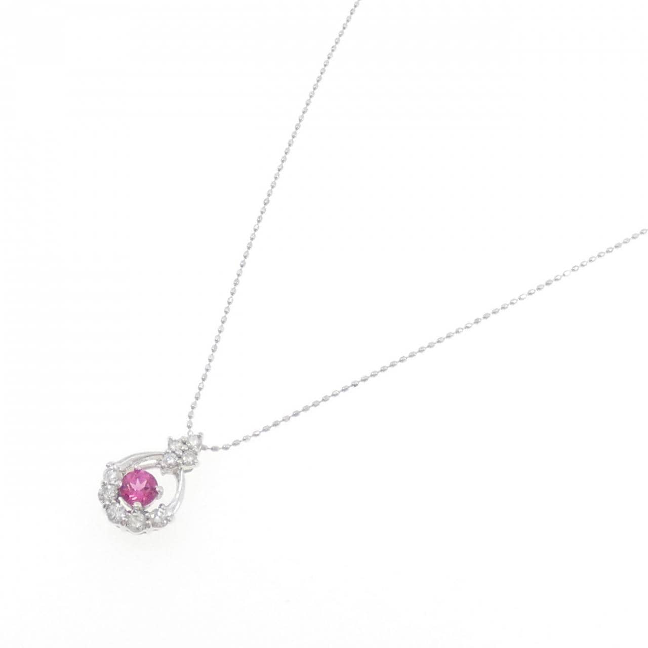 K18WG ルビー ネックレス 0.41CT