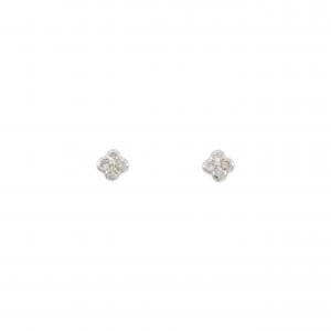 K18WG フラワー ダイヤモンド ピアス 0.12CT