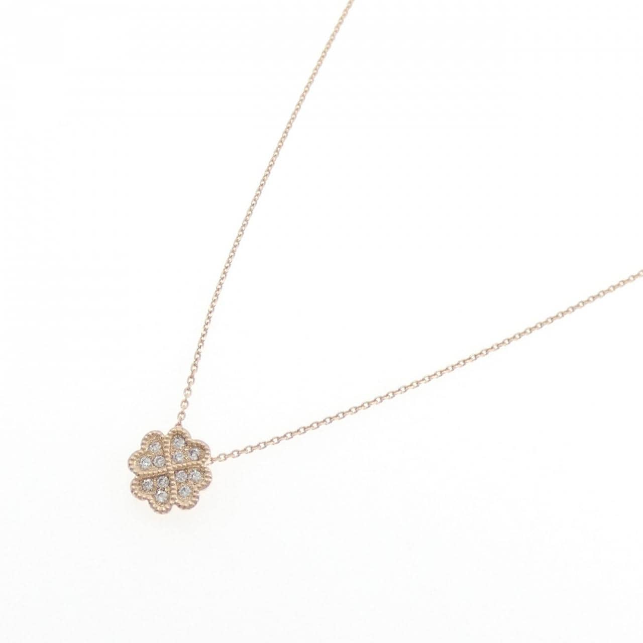 K10PG クローバー ダイヤモンド ネックレス 0.10CT