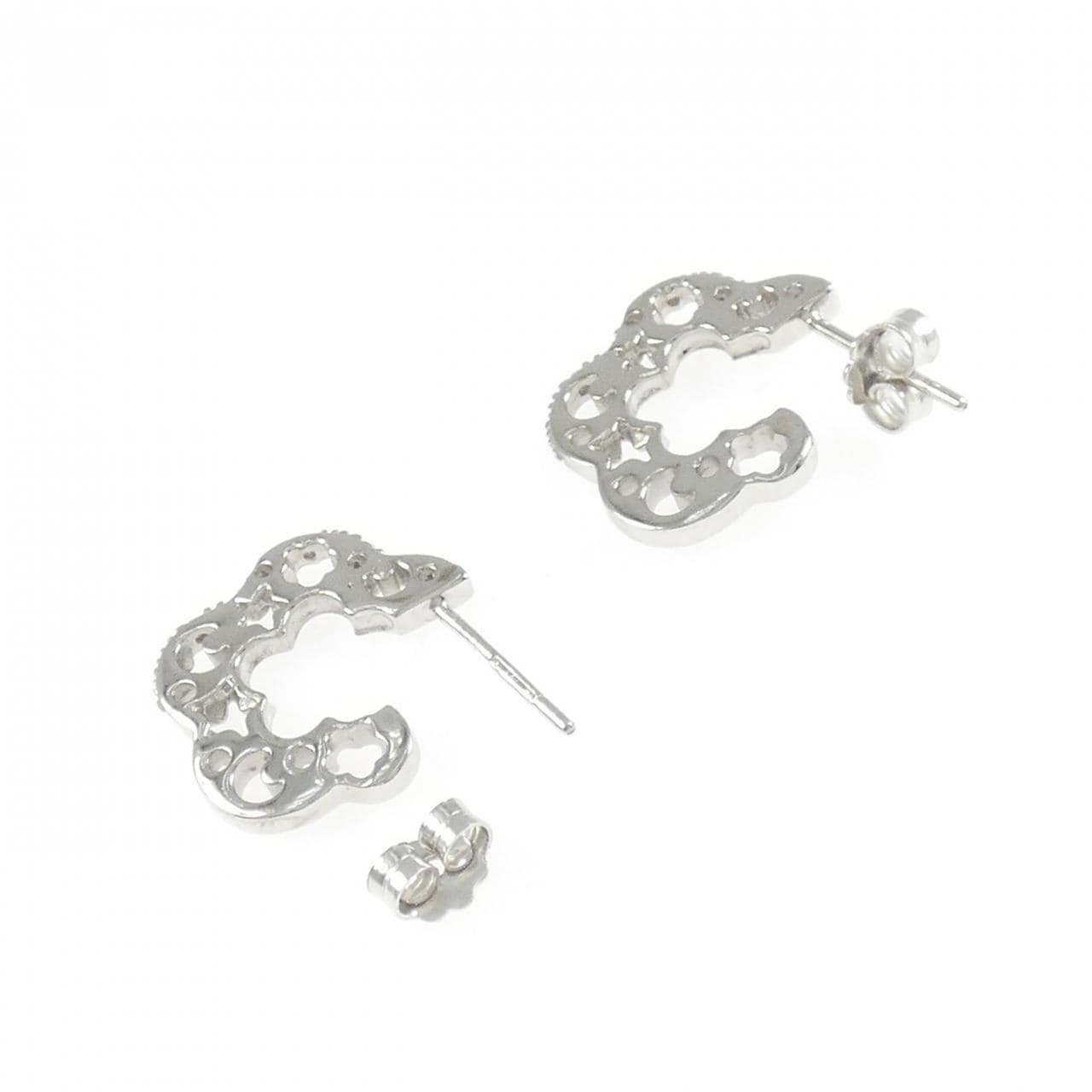 750WG フラワー×スター ダイヤモンド ピアス