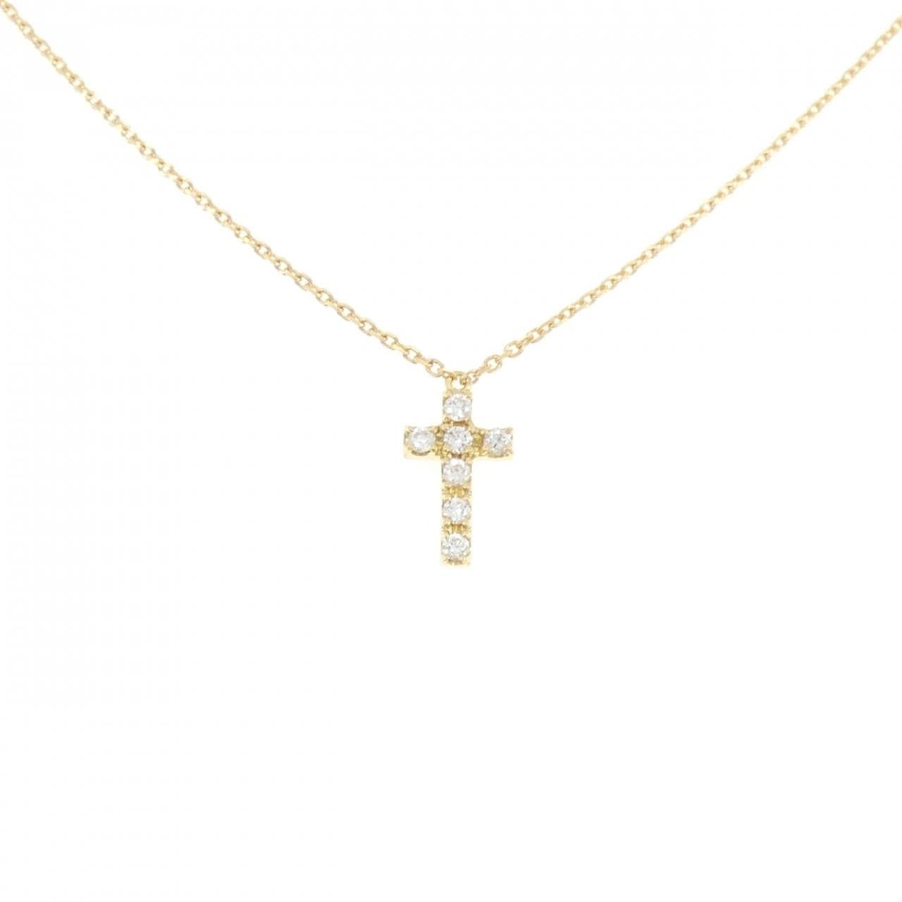 K18YG クロス ダイヤモンド ネックレス 0.10CT