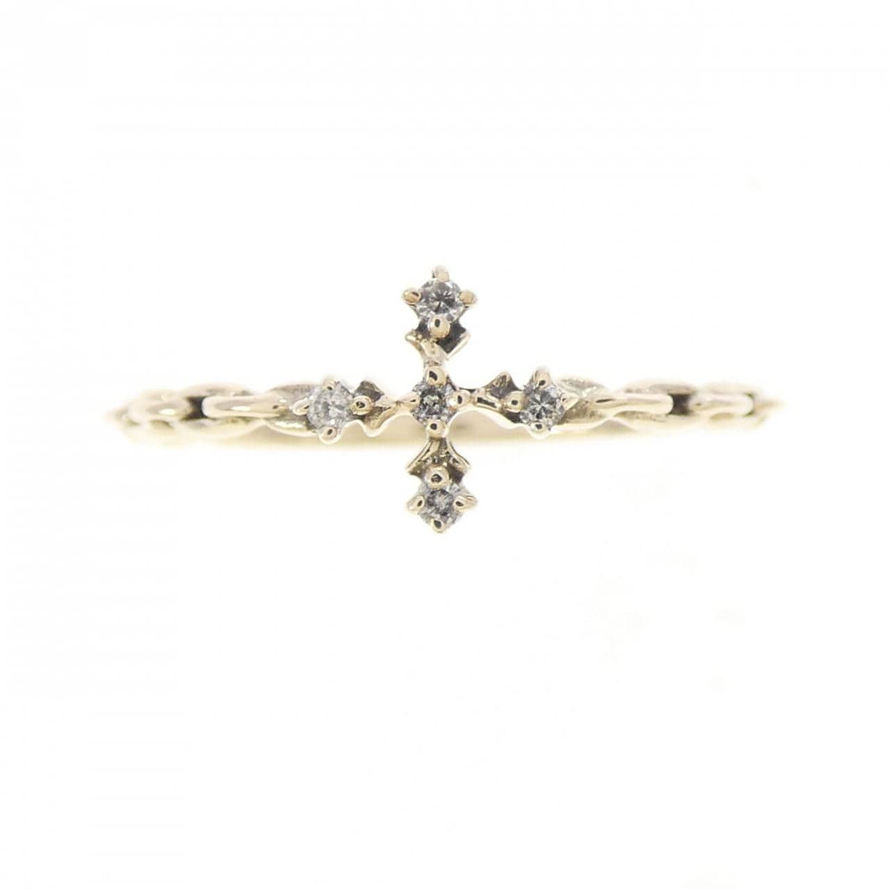 K10YG クロス ダイヤモンド リング 0.03CT