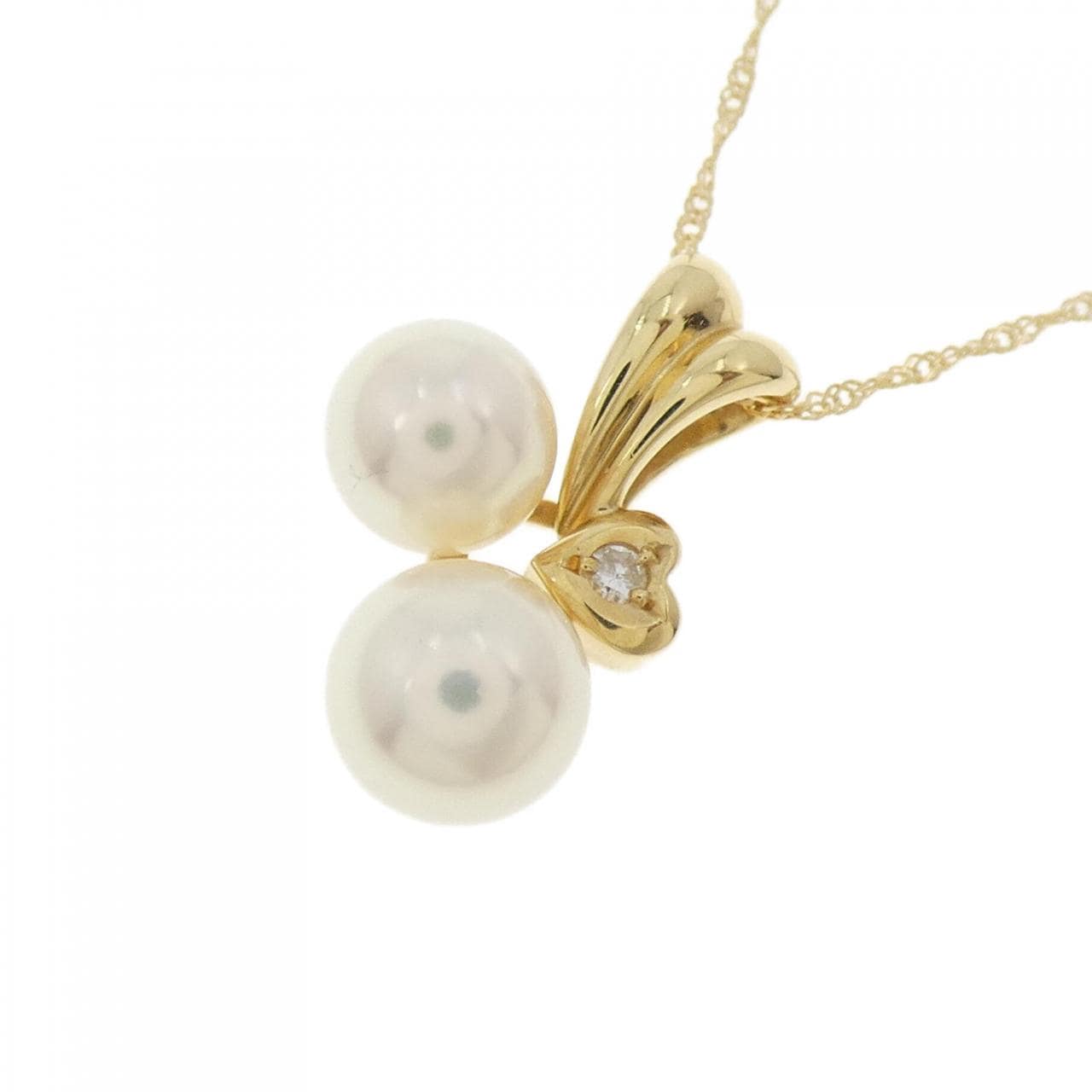 K18YG heart Akoya pearl necklace