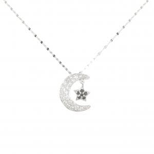 K18WG ムーン×スター ダイヤモンド ネックレス 0.25CT