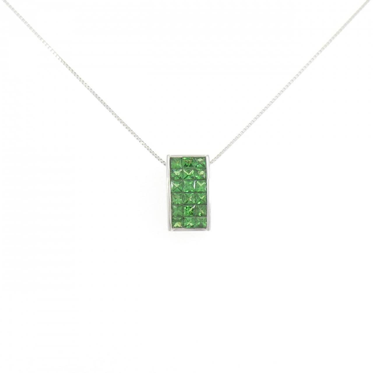 K18WG グリーンガーネット ネックレス 0.77CT