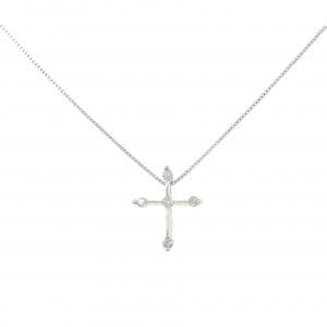 K10WG クロス ダイヤモンド ネックレス 0.07CT