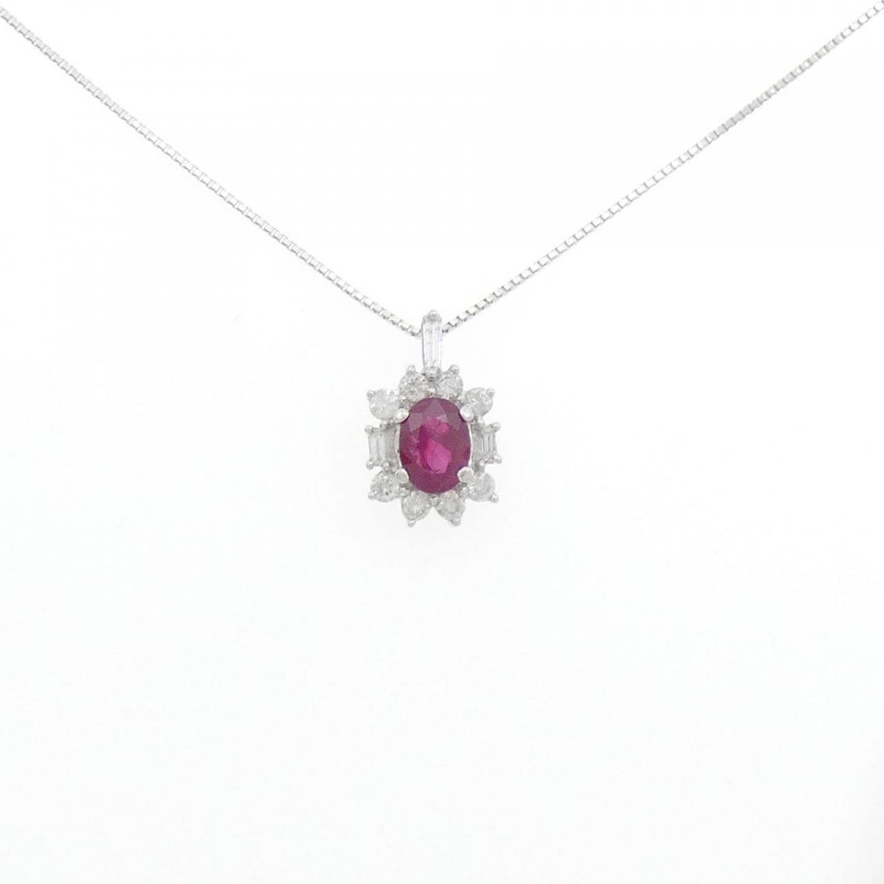 K18WG ルビー ネックレス 1.08CT