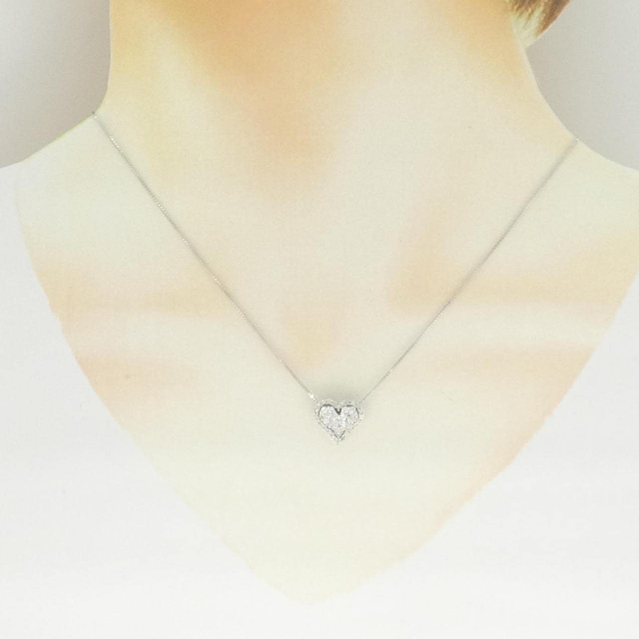 K18WG 2WAY ハート ダイヤモンド ネックレス 0.50CT