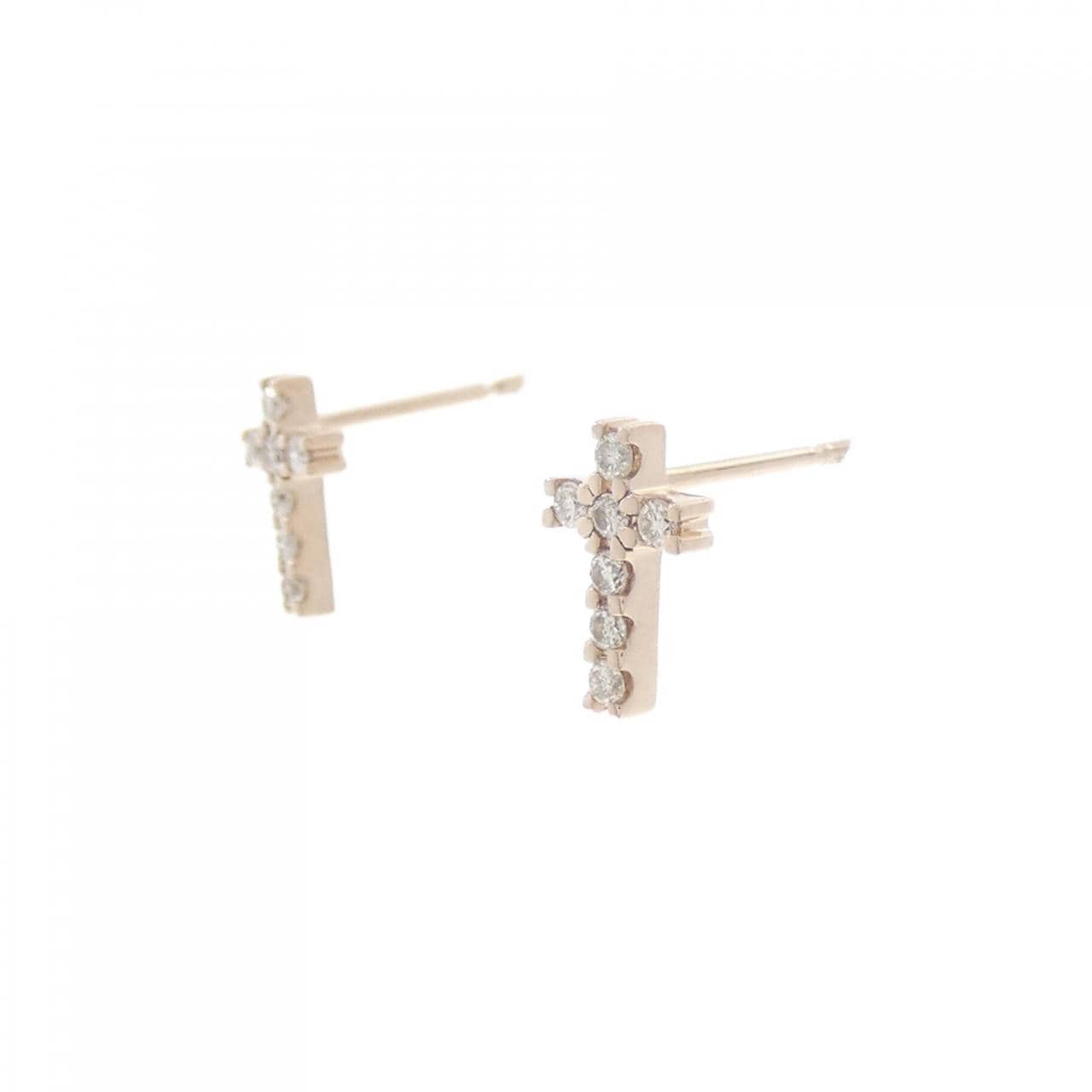 K18PG 十字鑽石耳環