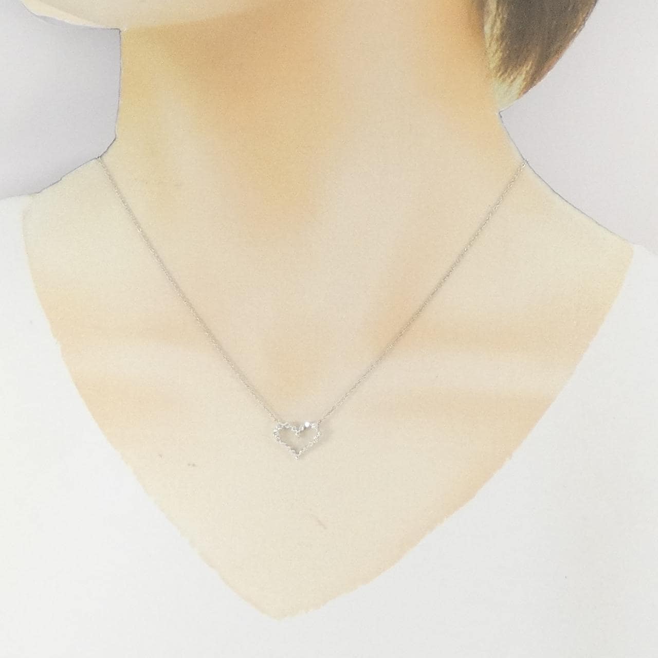 K18WG ハート ダイヤモンド ネックレス 0.20CT
