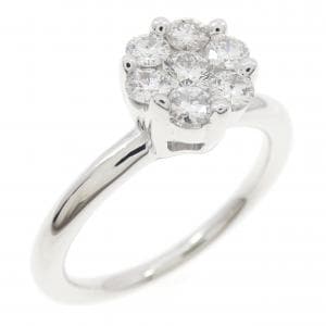 750WG フラワー ダイヤモンド リング 0.50CT