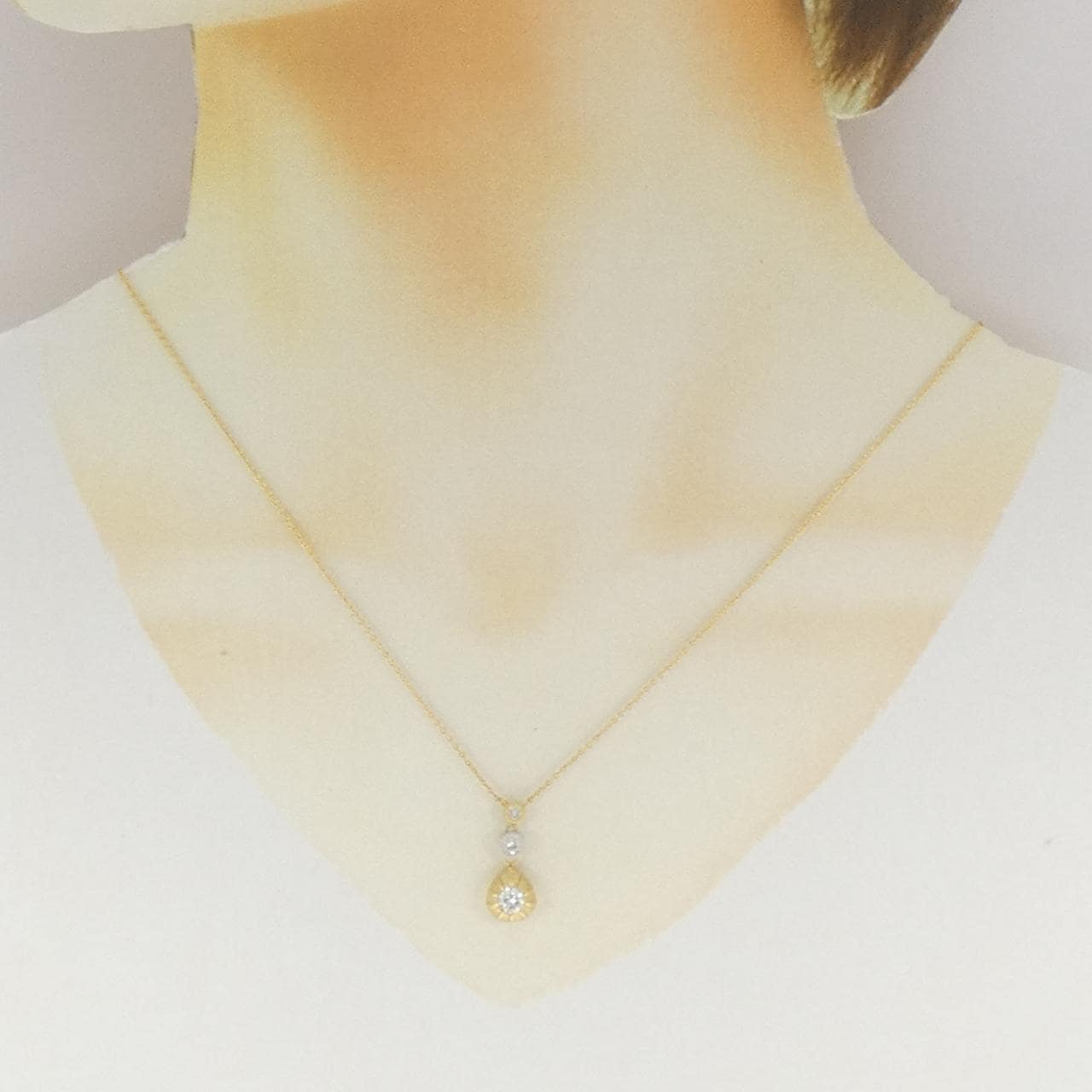 K18YG/PT900 ダイヤモンド ネックレス 0.324CT
