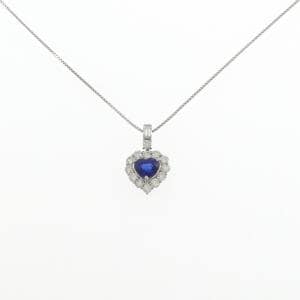 PT900/PT850 ハート サファイヤ ネックレス 1.29CT