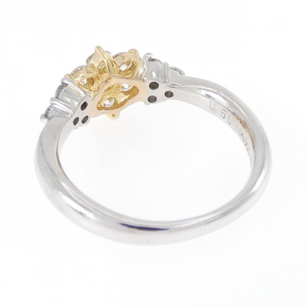 PT900/K18YG フラワー ダイヤモンド リング 0.50CT
