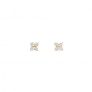 【リメイク】K18YG フラワー ダイヤモンド ピアス 0.30CT