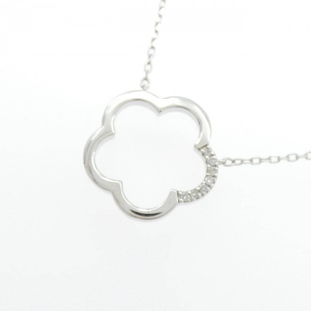 K10WG フラワー ダイヤモンド ネックレス