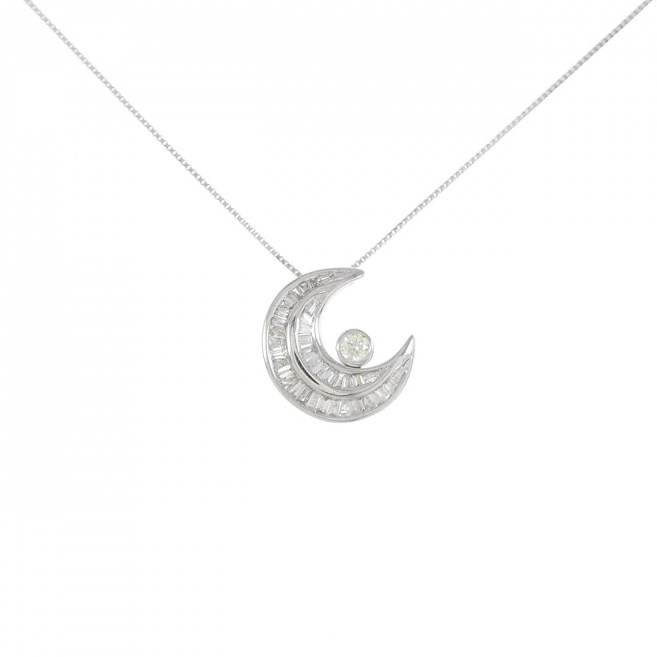 K18WG moon Diamond necklace