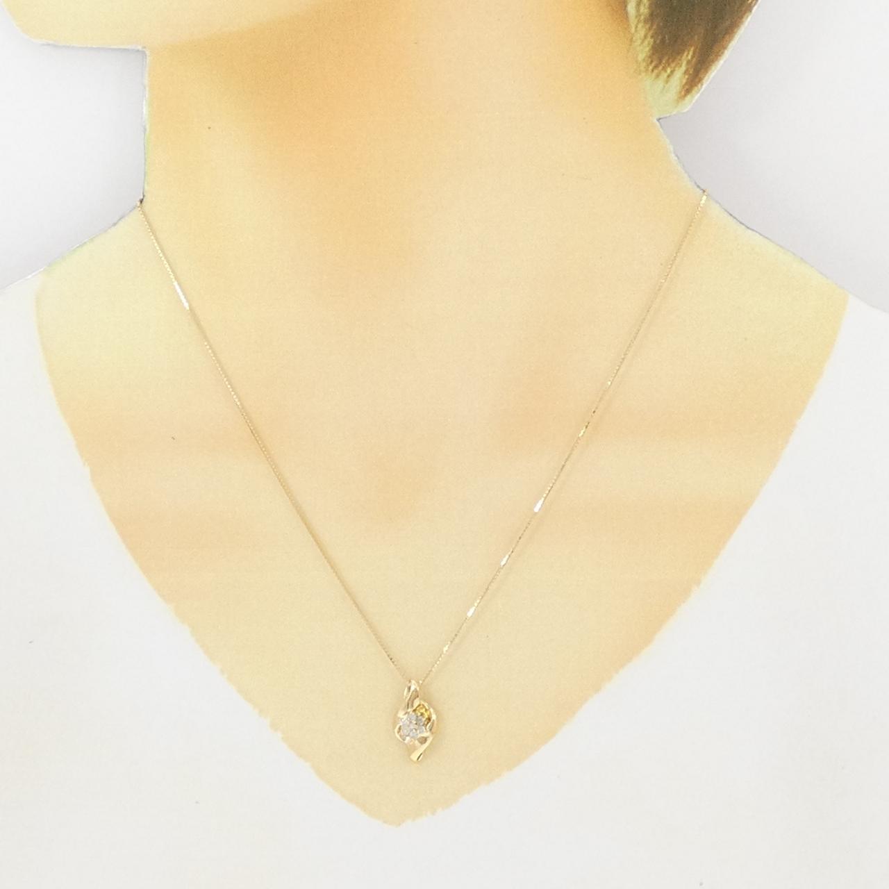 K18YG フラワー ダイヤモンド ネックレス 0.15CT