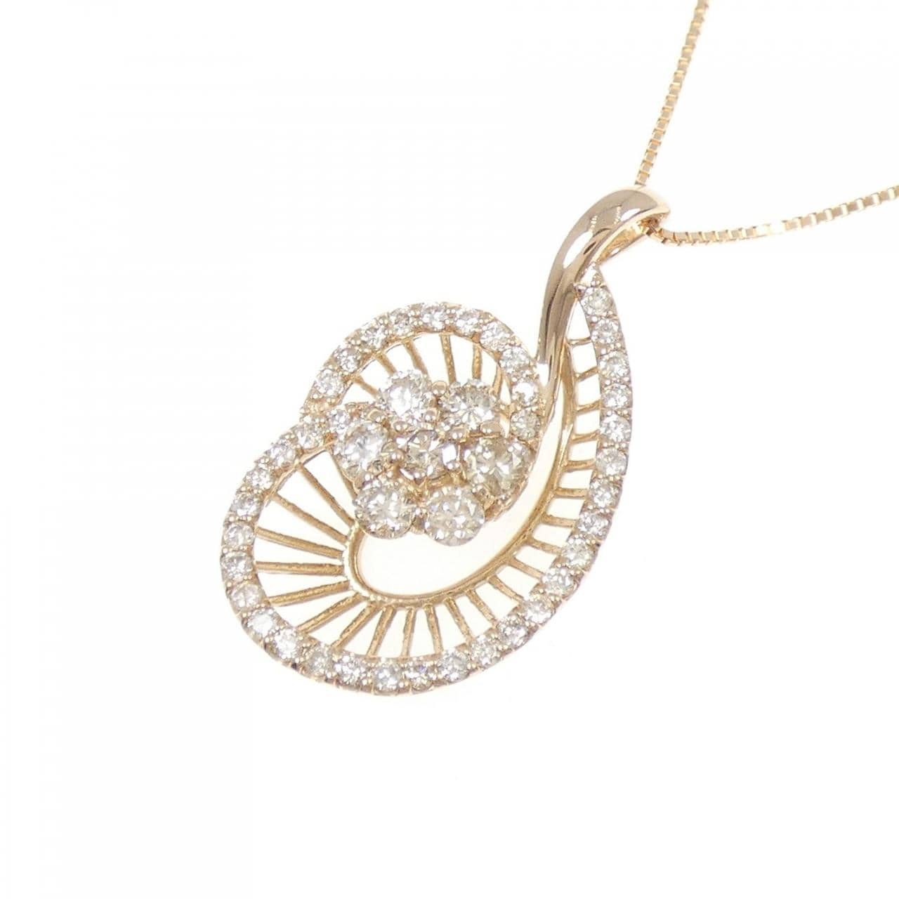 K18PG フラワー ダイヤモンド ネックレス 1.00CT