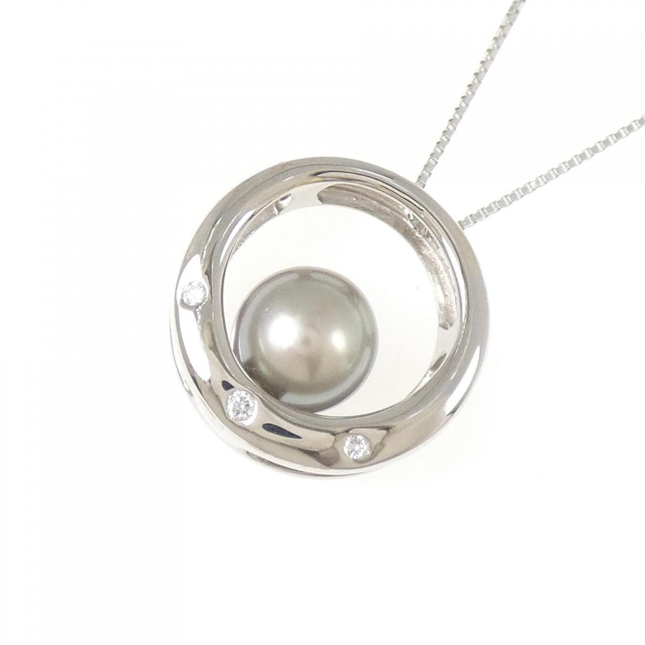 K18WG 黒蝶パール ネックレス mm