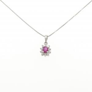 PT900/PT850 ルビー ネックレス 0.21CT