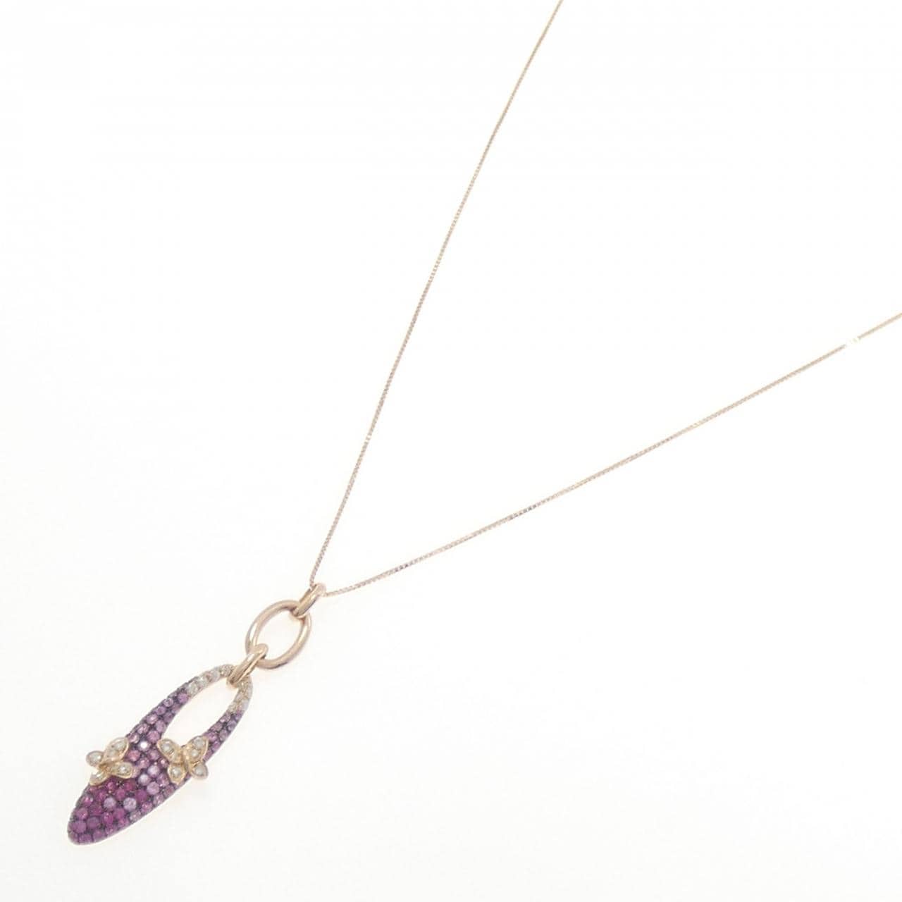 K18PG/K18BG バタフライ サファイヤ ネックレス 1.44CT