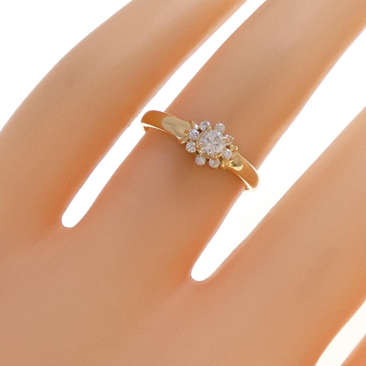 K18YG フラワー ダイヤモンド リング 0.20CT