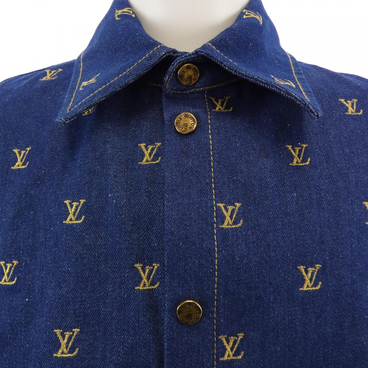 ルイヴィトン LOUIS VUITTON エンブロイダードシグネチャーショートスリーブデニムシャツ HQS90WJX1 S／Sシャツ