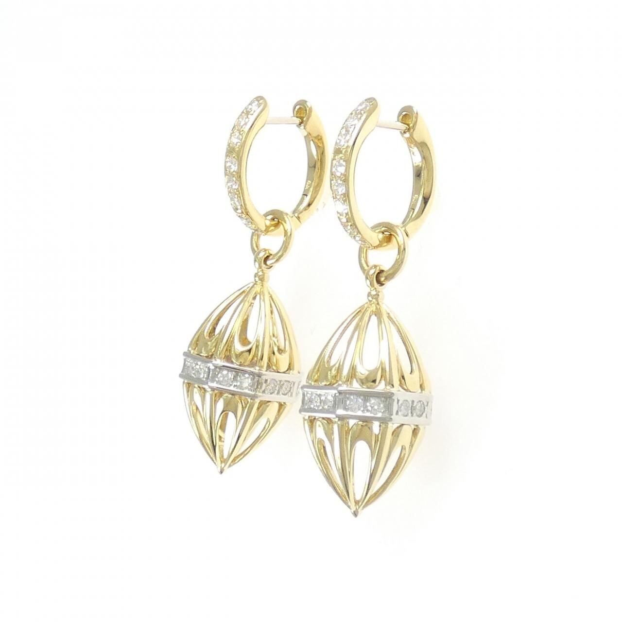 K18YG/PT900 2WAY ダイヤモンド ピアス 0.60CT