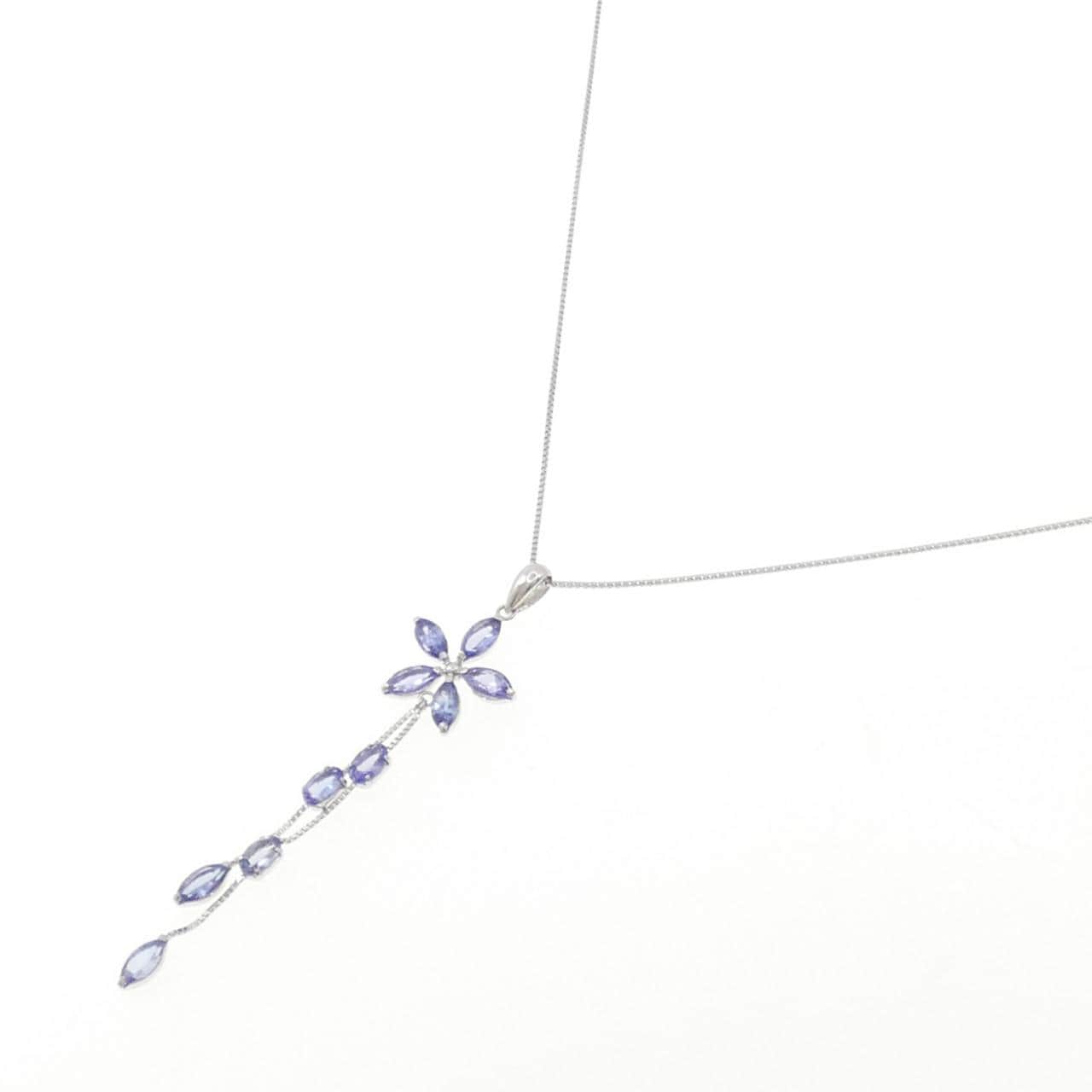 K18WG フラワー タンザナイト ネックレス 2.10CT